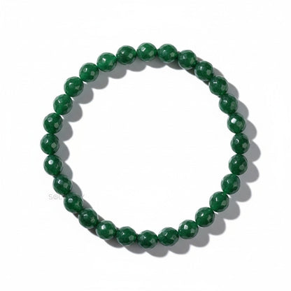 Green Jade Faceted Crystal Bracelet - 6mm Beads