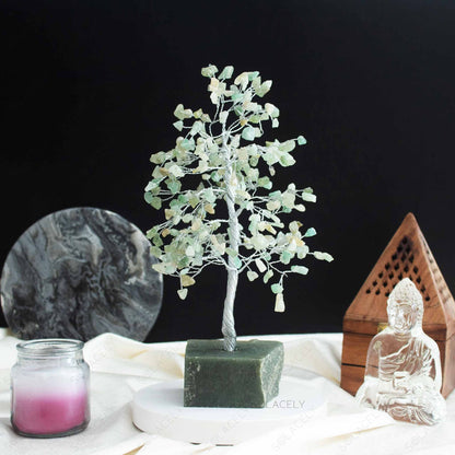 green aventurine crystal tree base size guide