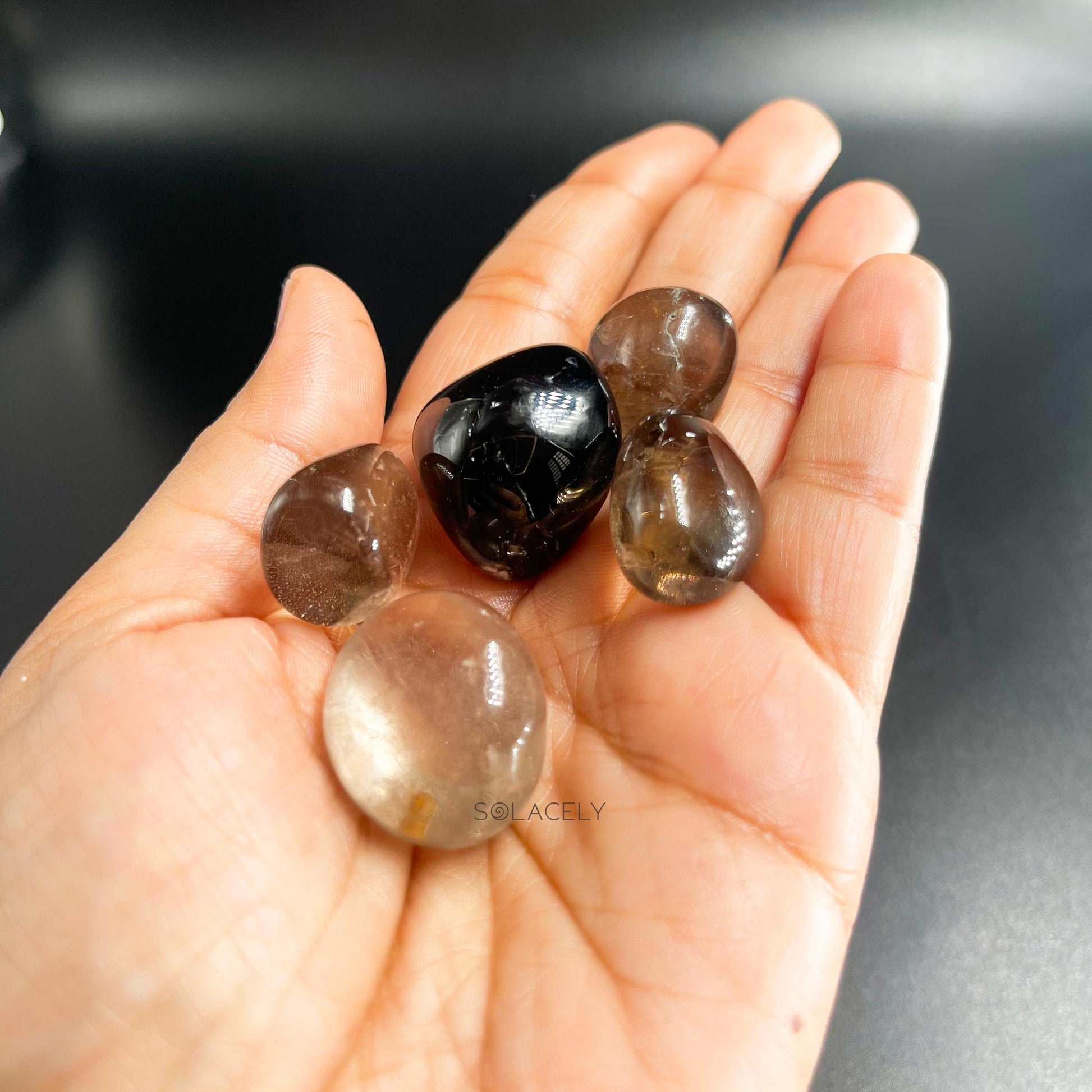 Grounding smoky quartz stones