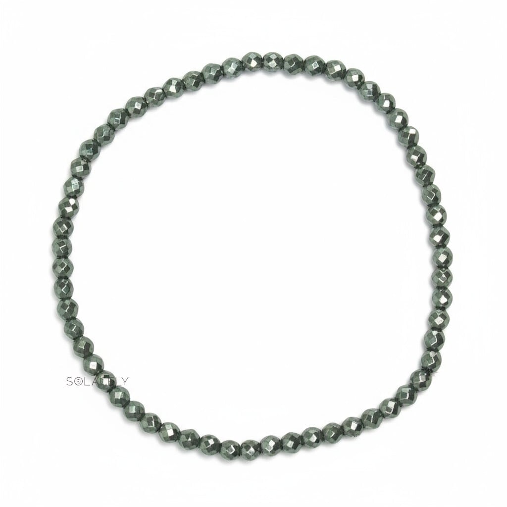 Hematite Stretchable Anklet with Faceted Beads