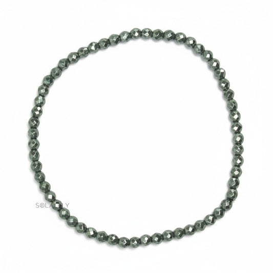 Hematite Stretchable Anklet with Faceted Beads
