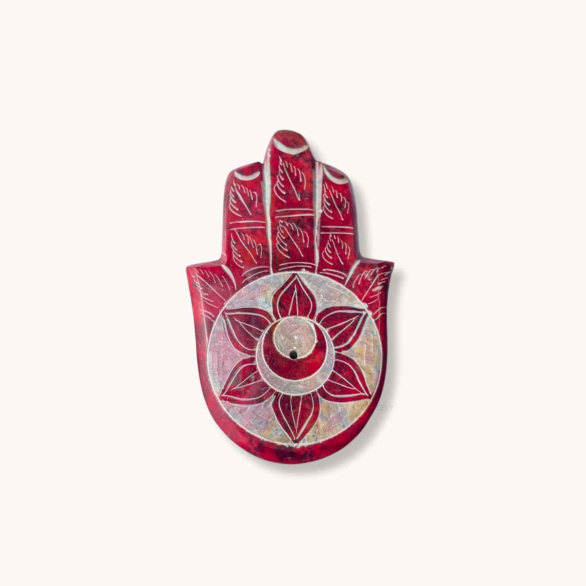 Hamsa soapstone incense holder