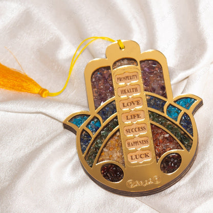 Hamsa Hand Car Hanger With Seven Chakra Stones