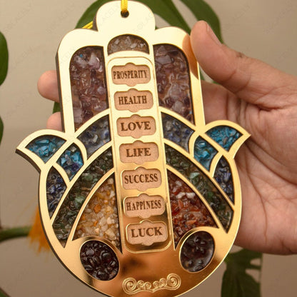 Hamsa Hand Hanger With Seven Chakra Stones