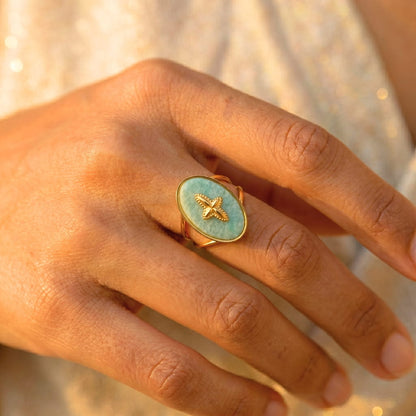 Handmade amazonite crystal ring