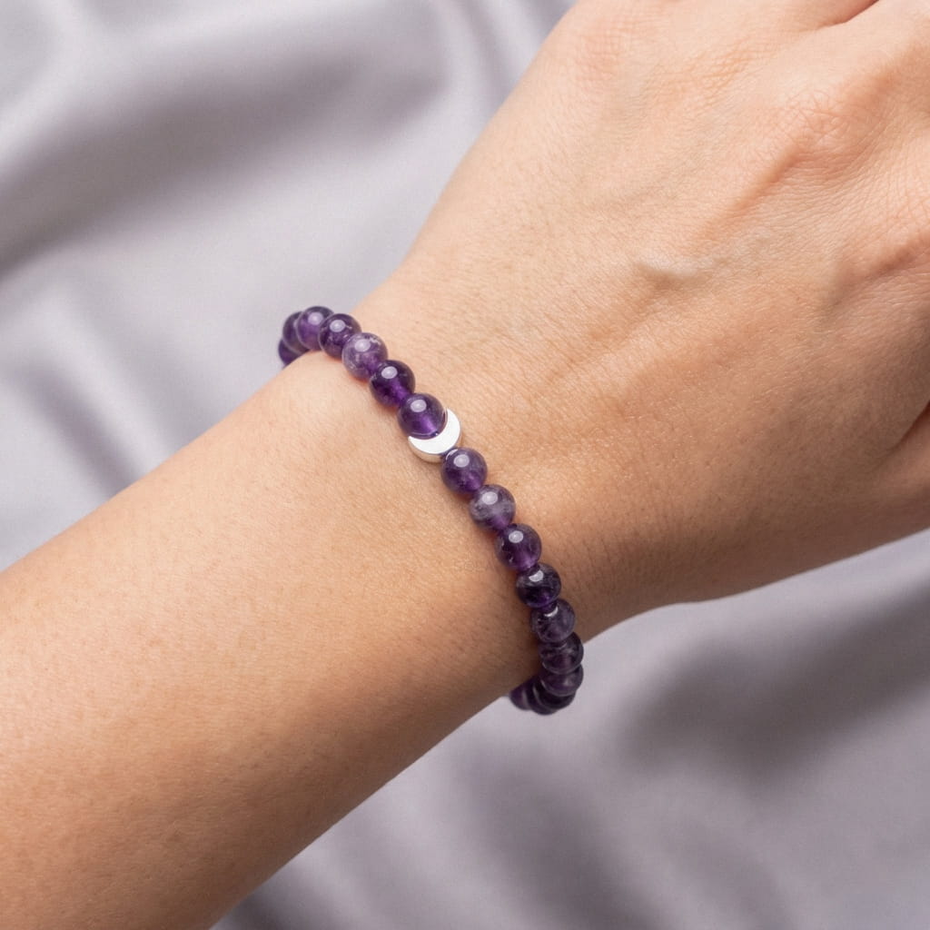 Handmade amethyst crescent bracelet