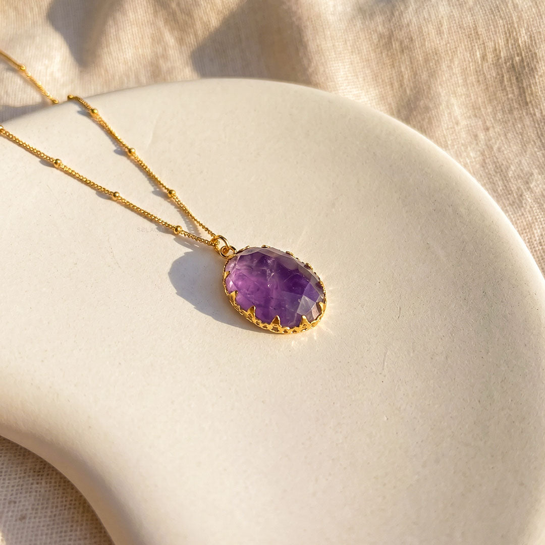 Handmade amethyst statement necklace