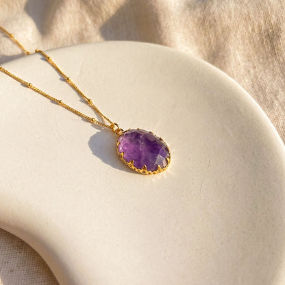 Handmade amethyst statement necklace