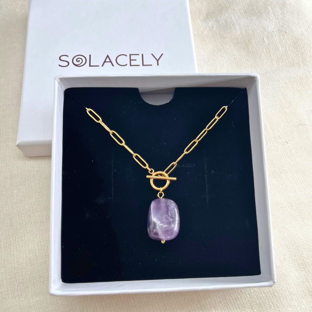 Handmade amethyst tumble necklace