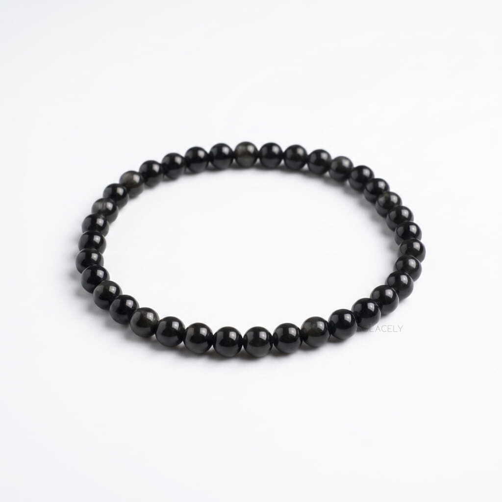 Handmade black obsidian bracelet