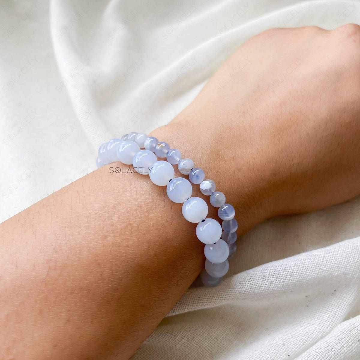 Handmade blue lace agate bracelet