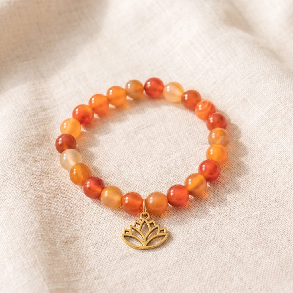 Handmade carnelian lotus bracelet