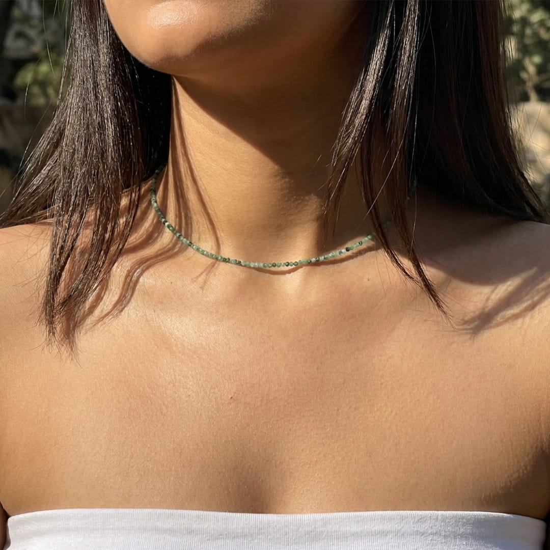 Handmade emerald bead necklace