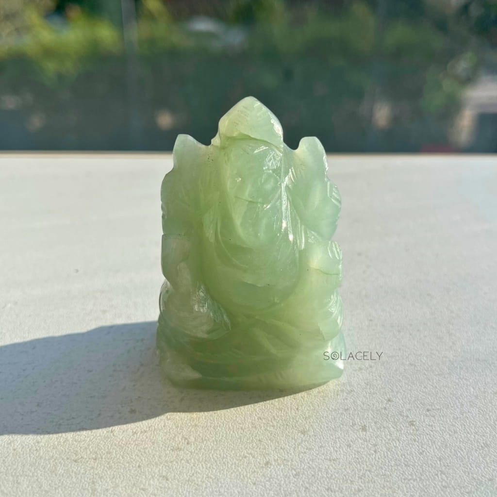 Handmade green aventurine ganesha statue