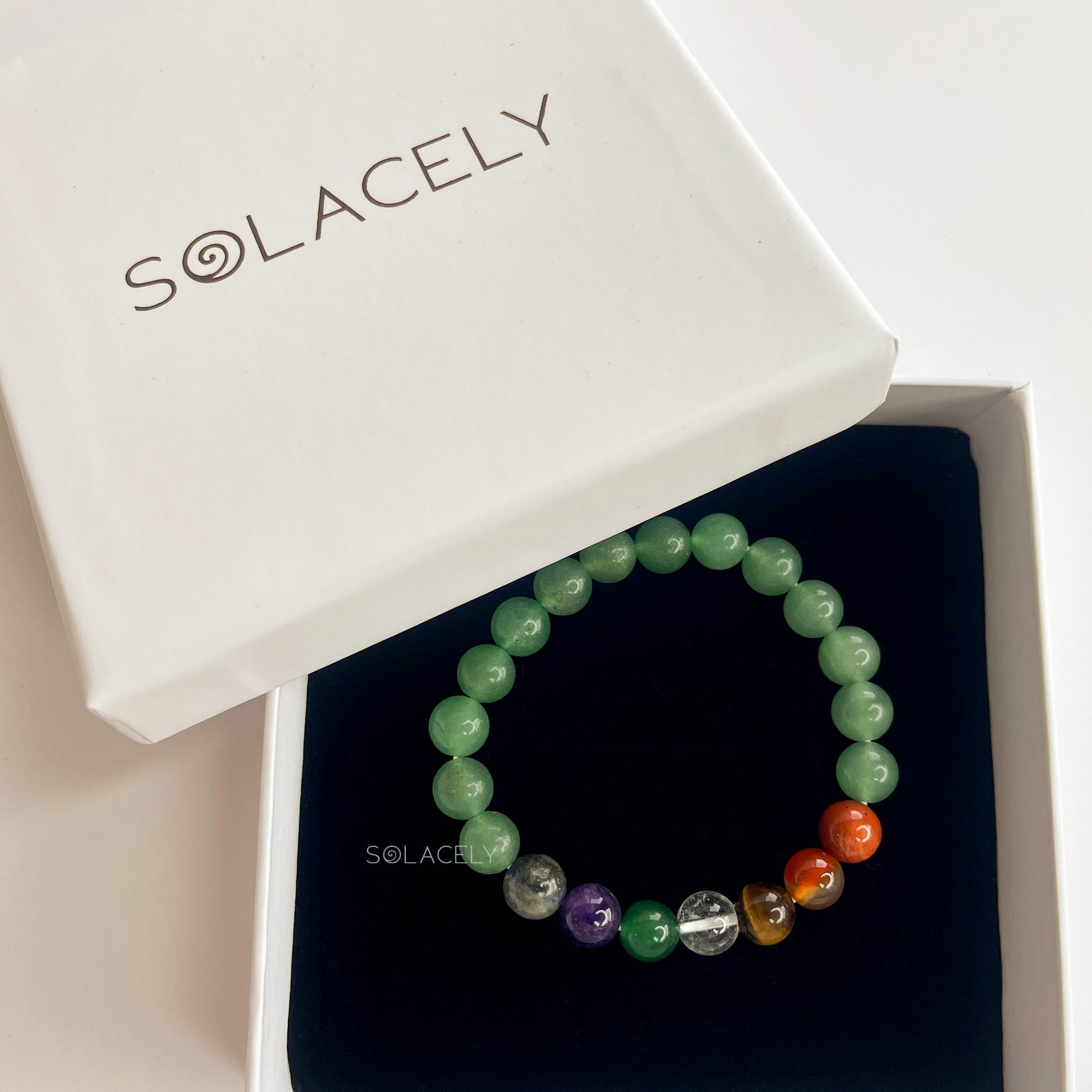 Handmade green aventurine seven chakra bracelet