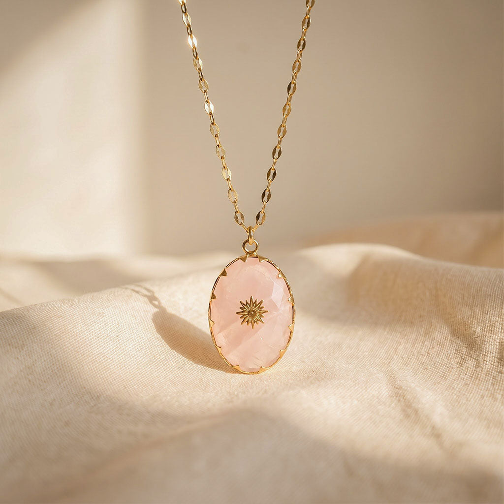 Handmade North Star Rose Quartz Necklace