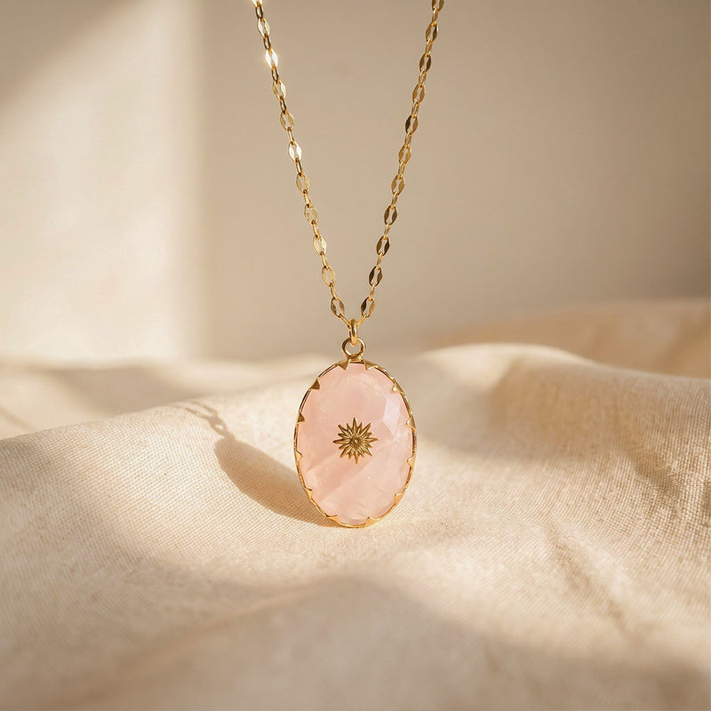 Handmade North Star Rose Quartz Necklace