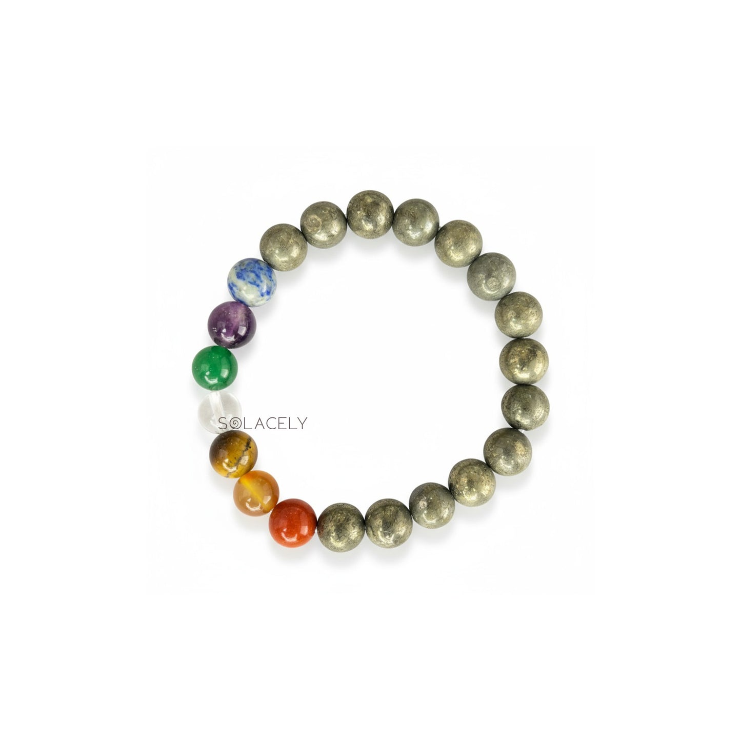 Handmade pyrite seven chakra energy stones