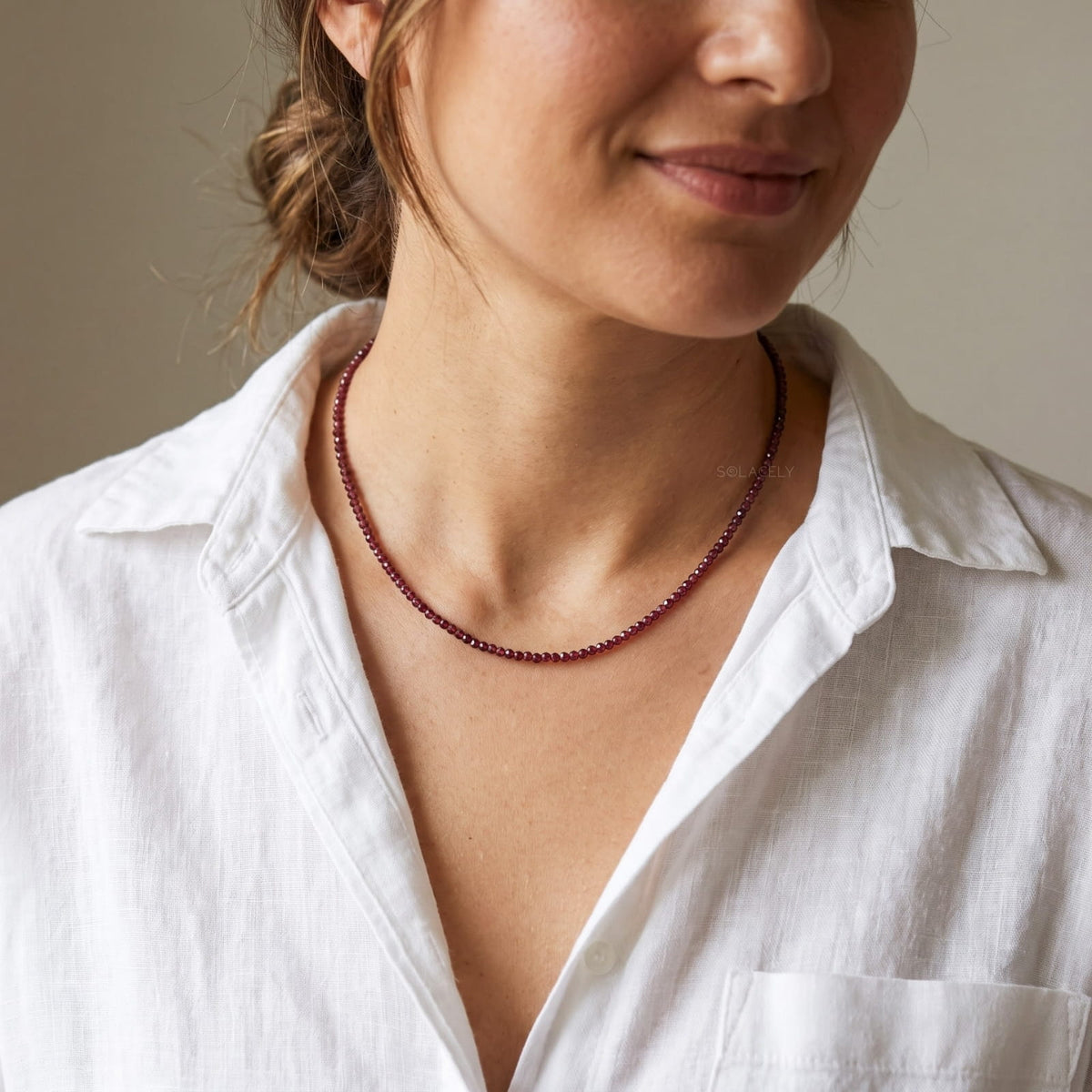 Handmade rhodolite gemstone necklace