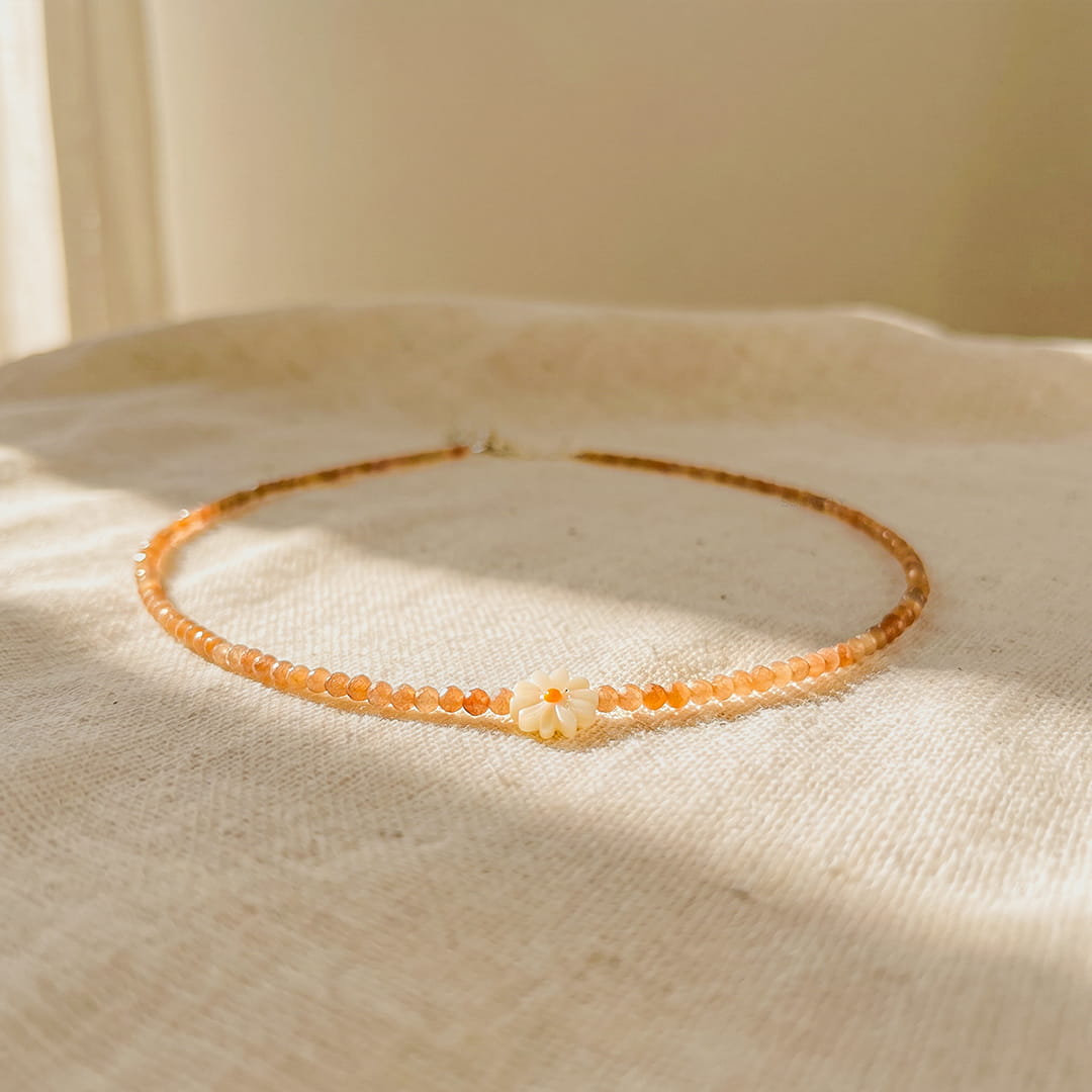 Handmade sunstone daisy necklace