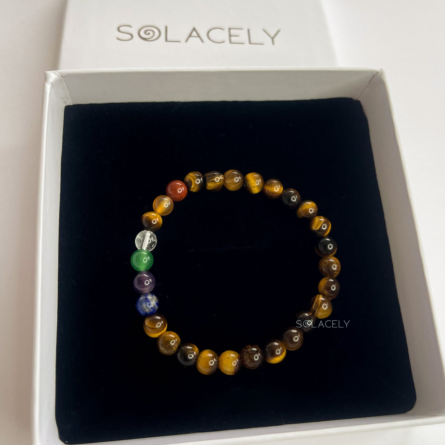 Handmade tigers eye chakra bracelet
