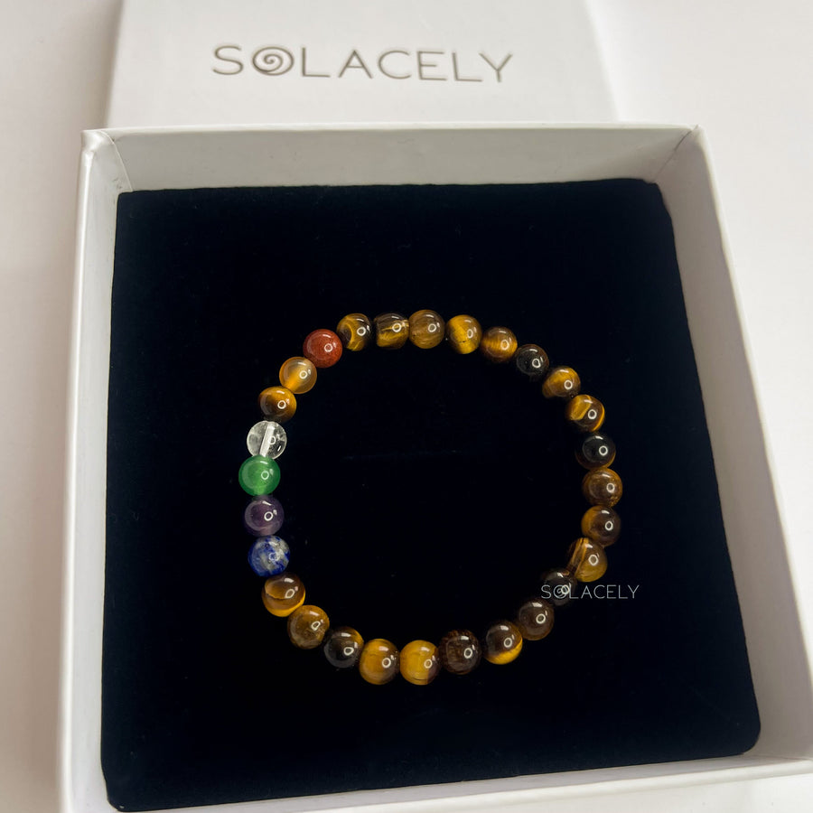 Handmade tigers eye chakra bracelet