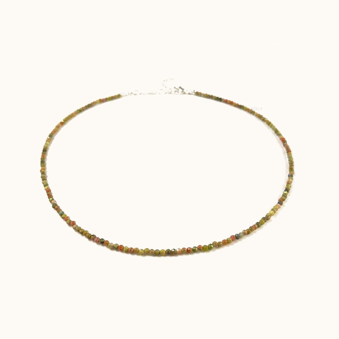 Handmade unakite gemstone necklace