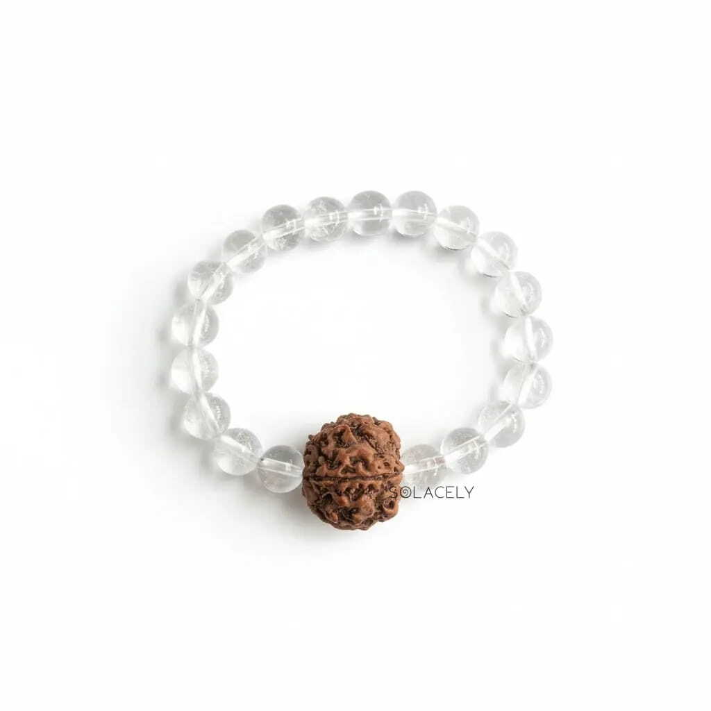 Healing clear quartz 5 mukhi rudraksha bracelet