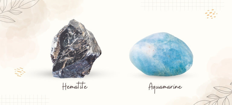hematite and aquamarine mobile banner image