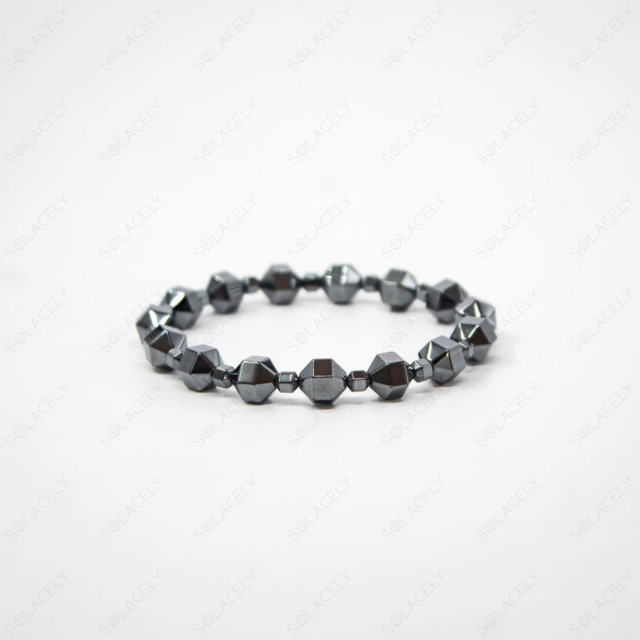 hexagonal bead hematite bracelet