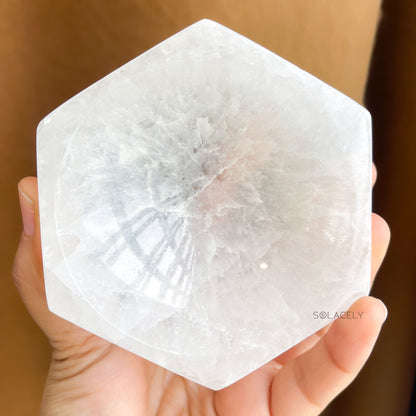 hexagon selenite display bowl