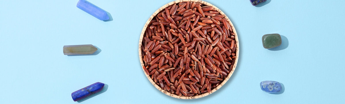 how to cleanse crystals with brown  rice banner image