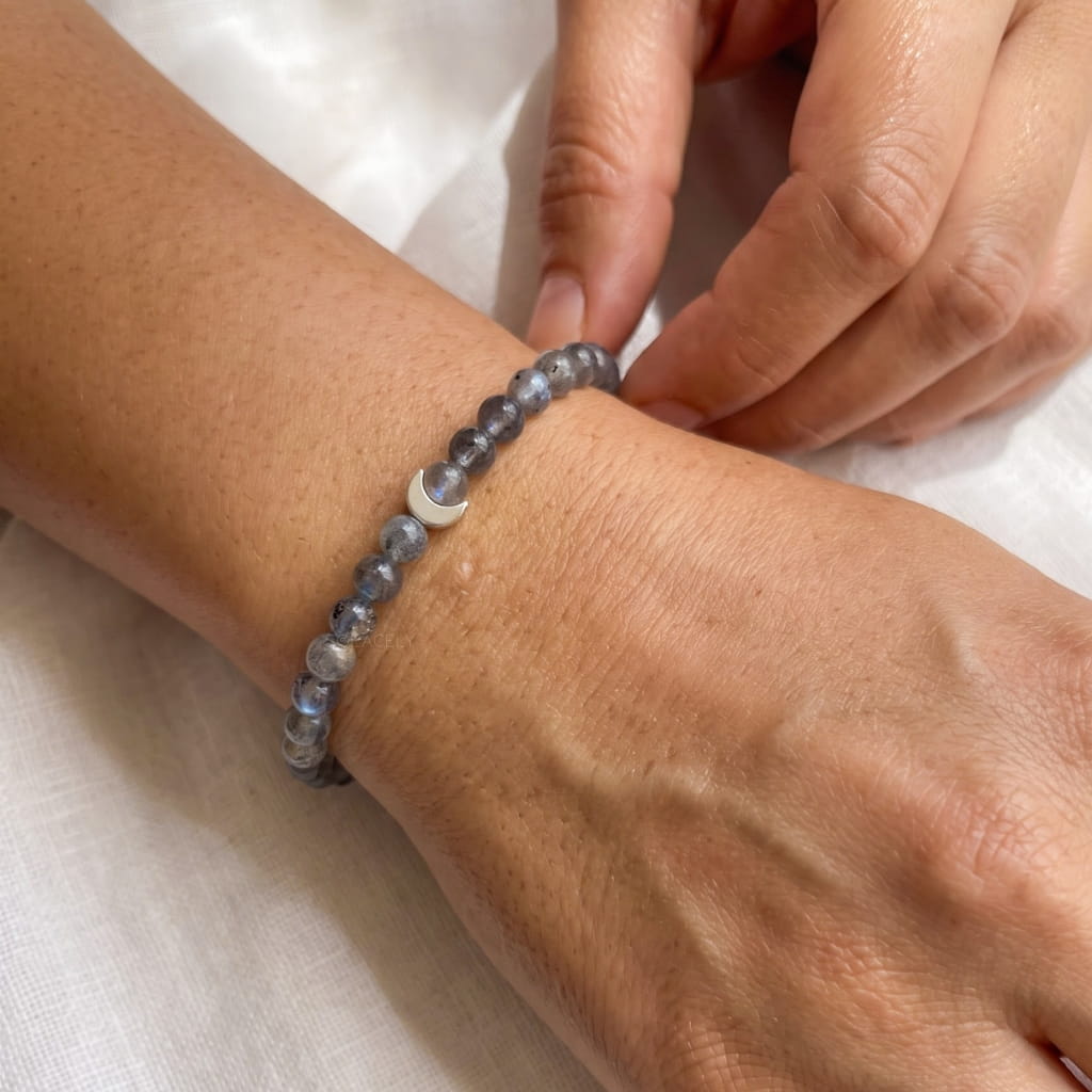 Labradorite crescent crystal bracelet