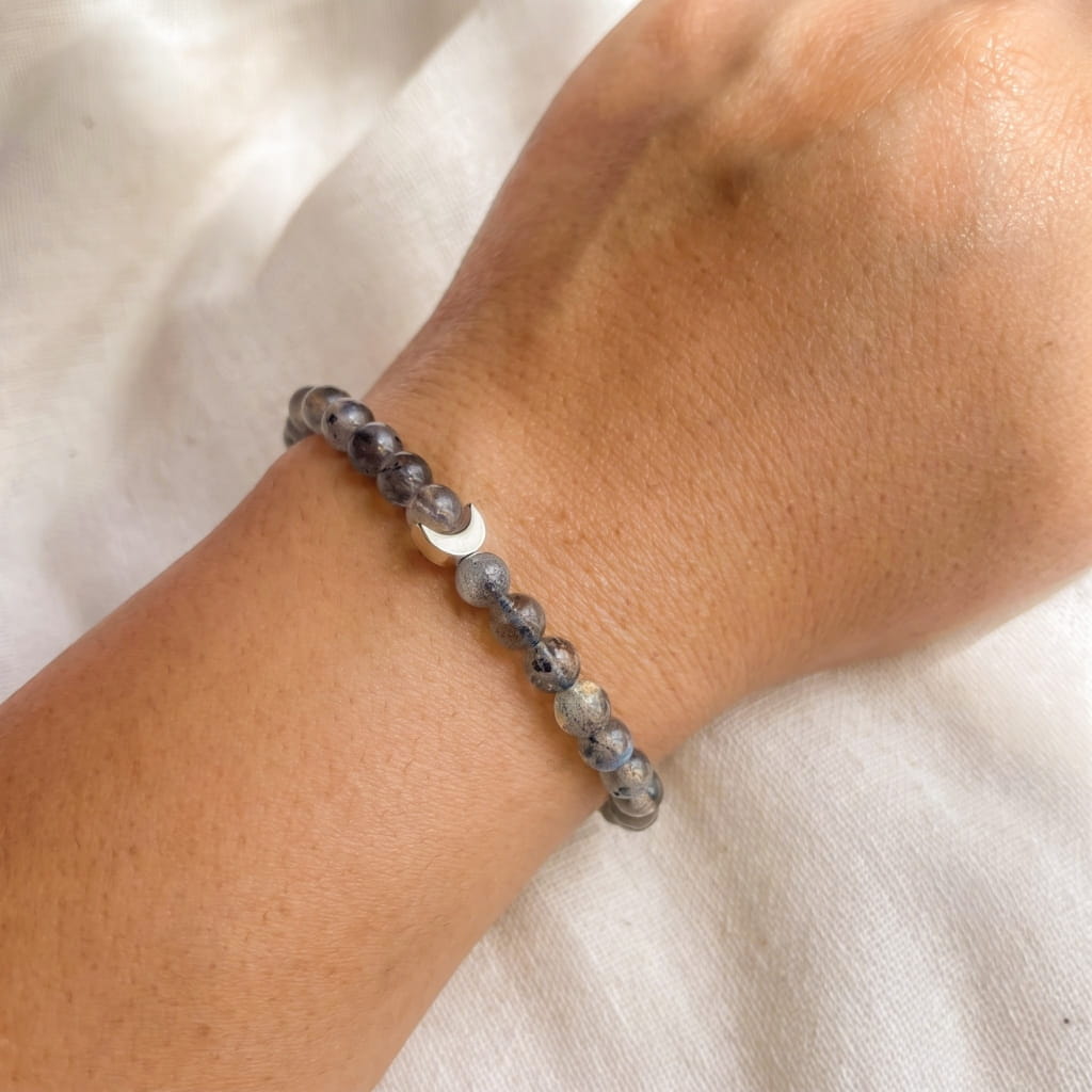 Labradorite moon charm bracelet