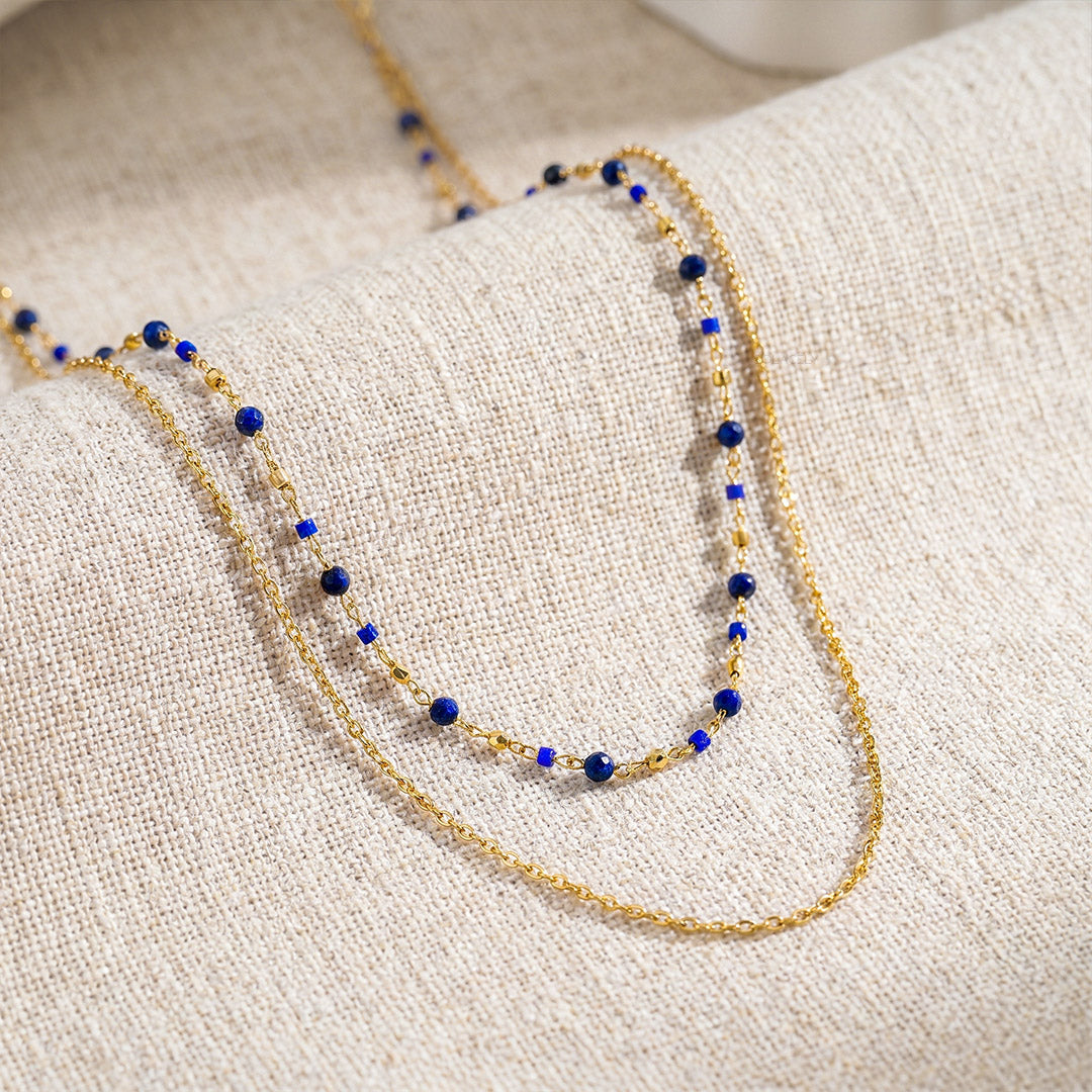 Lapis lazuli crystal layered necklace