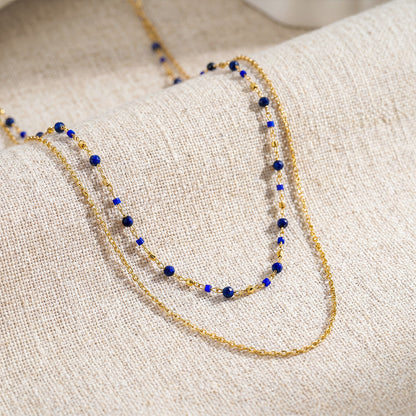 Lapis lazuli crystal layered necklace