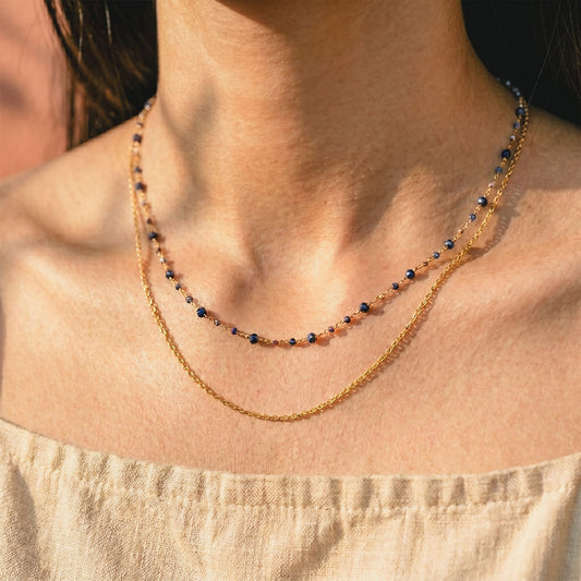 Lapis lazuli layered chain necklace