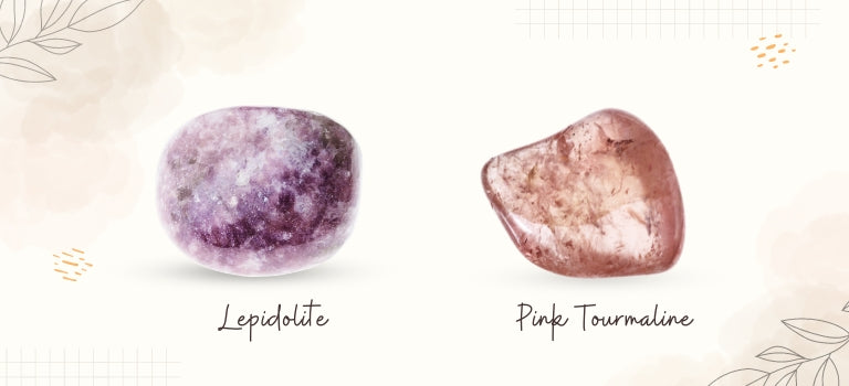 lepidolite and pink tourmaline mobile banner image