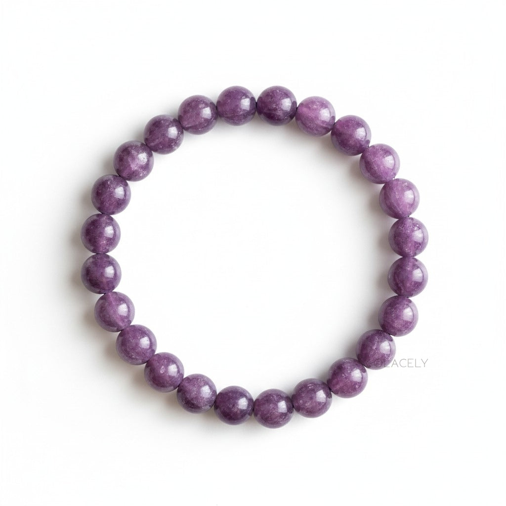 Lepidolite crystal bracelet with 6mm lilac beads