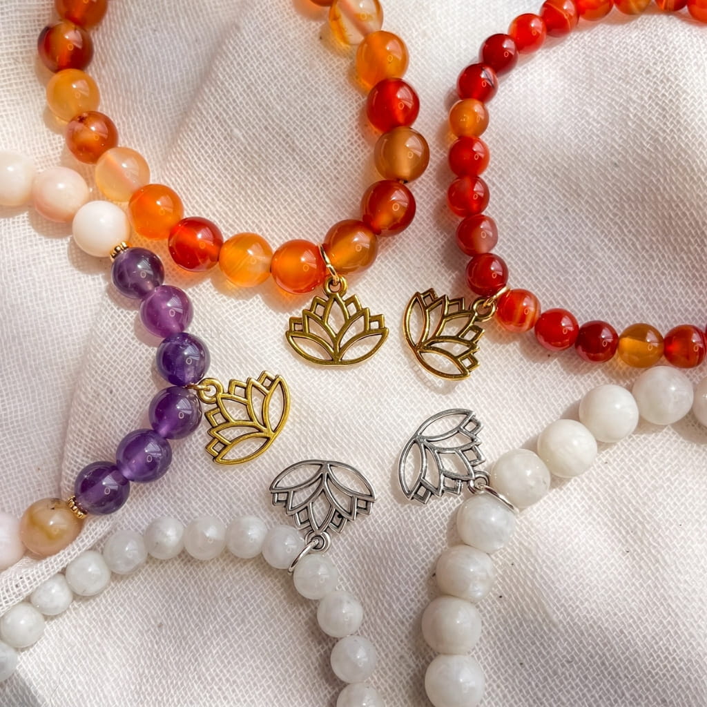 Lotus flower charm bracelet