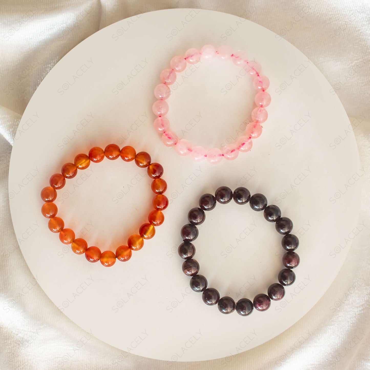 love and passion rose quartz carnelian and garnet 8mm bracelet