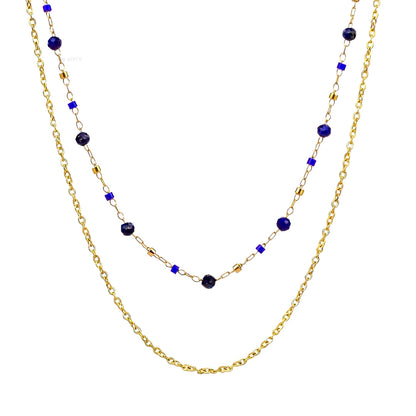 Midnight blue lapis lazuli layered necklace