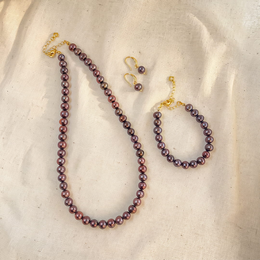 Midnight Peacock Pearl Jewellery Set