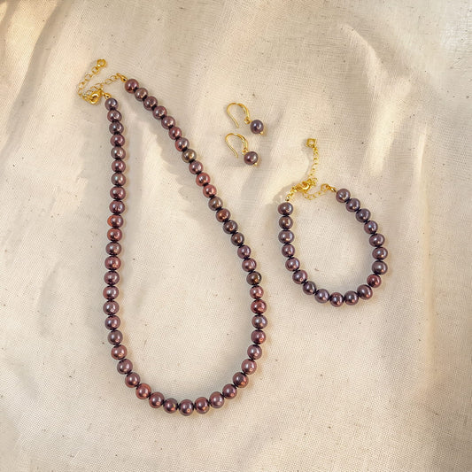 Midnight Peacock Pearl Jewellery Set