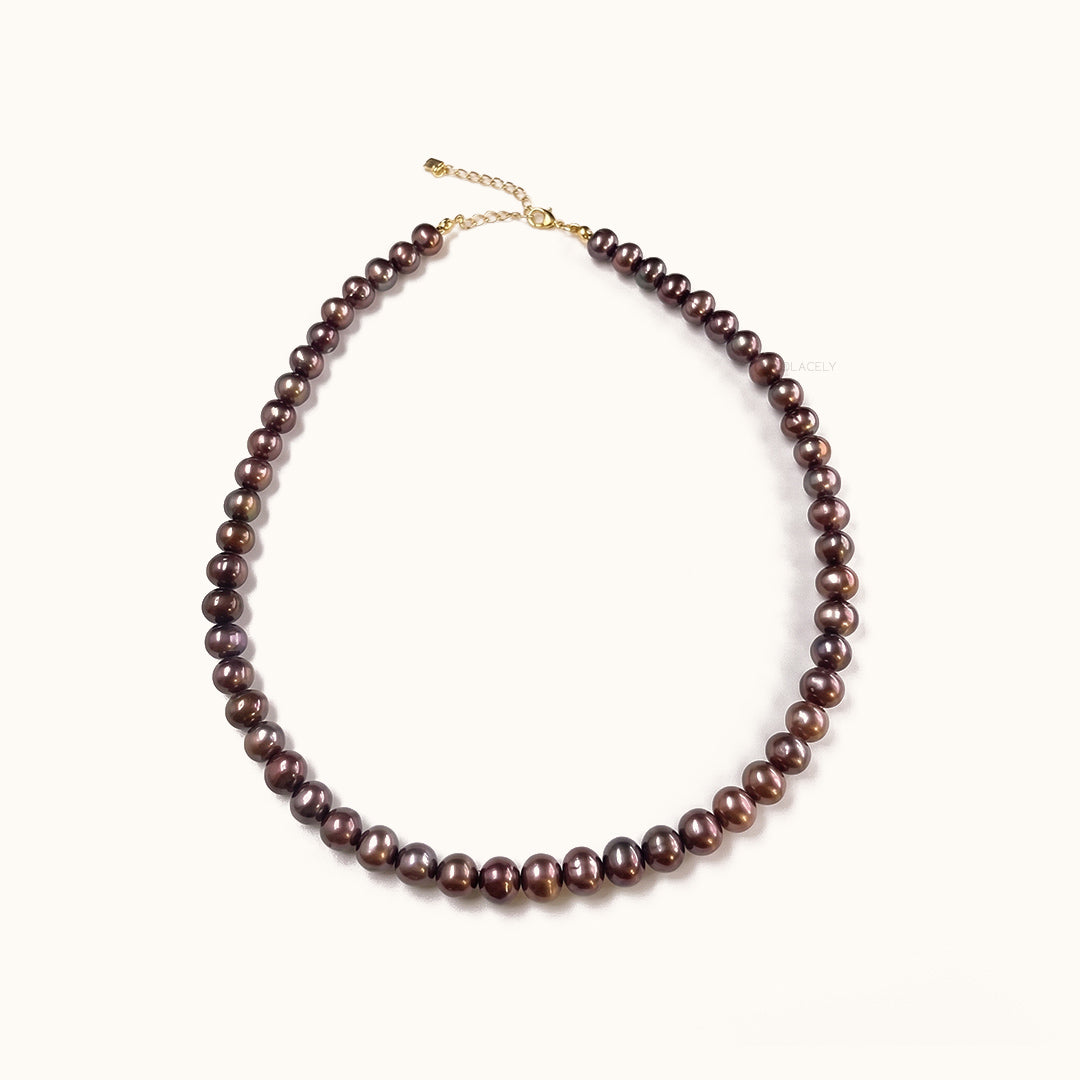 Midnight peacock pearl necklace