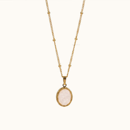 Minimal rose quartz pendant necklace