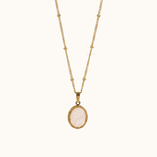 Minimal rose quartz pendant necklace