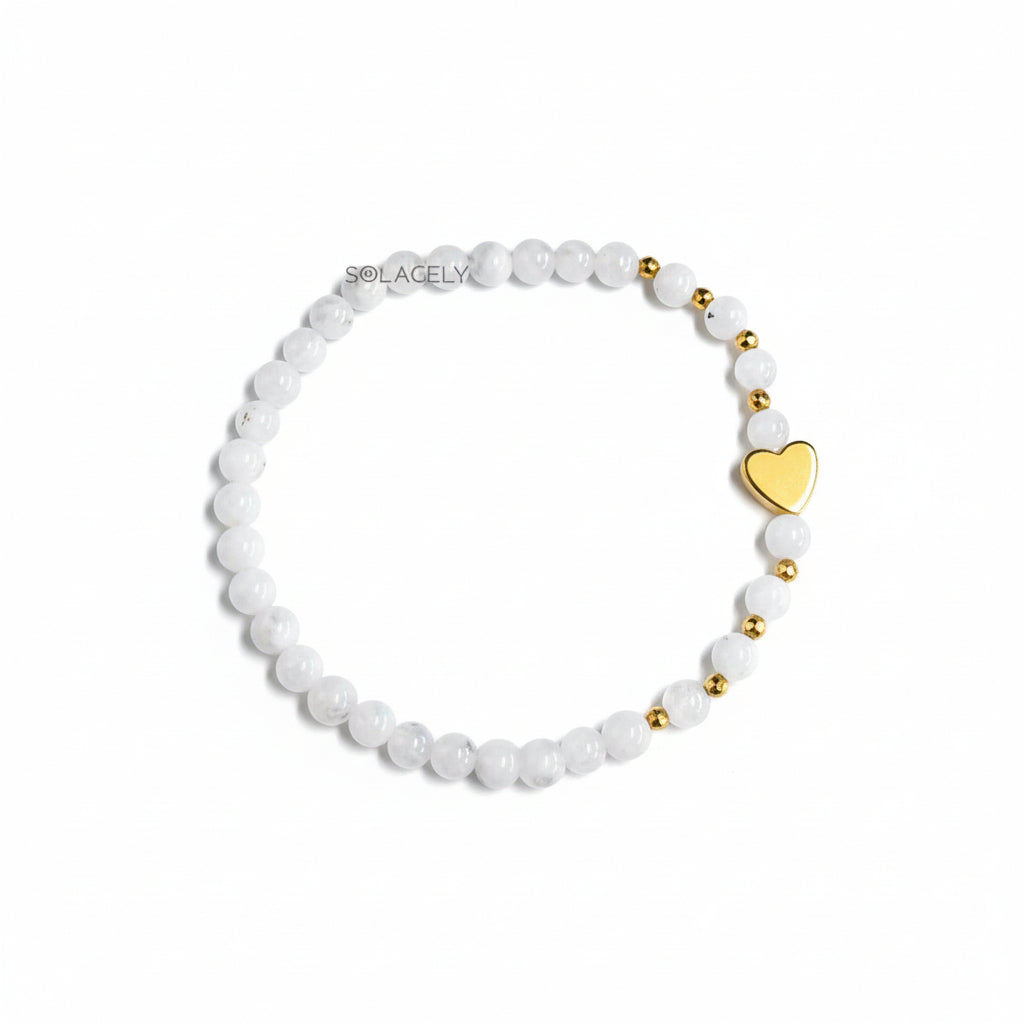 Moonstone 4mm crystal bracelet heart charm