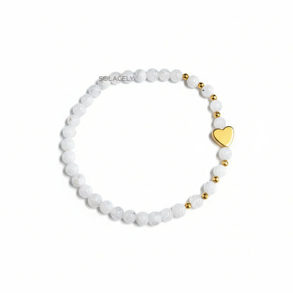 Moonstone 4mm crystal bracelet heart charm
