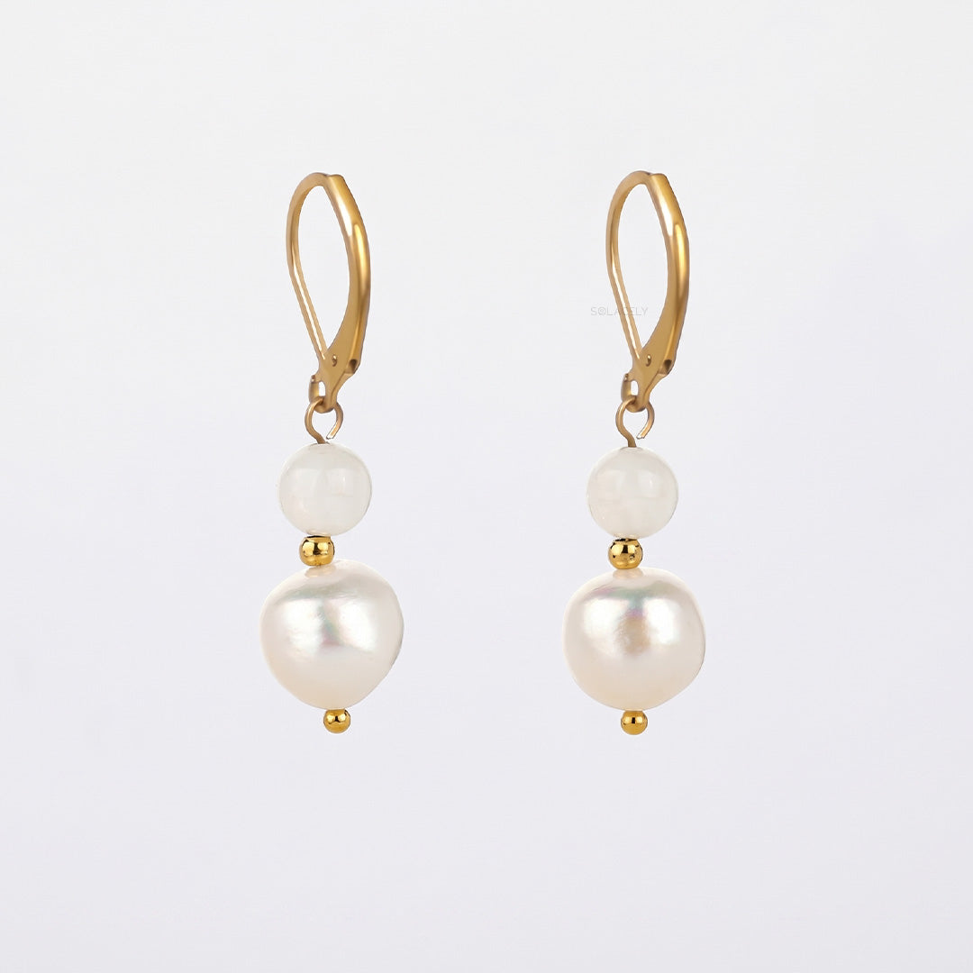 Moonstone baroque pearl drop earrings